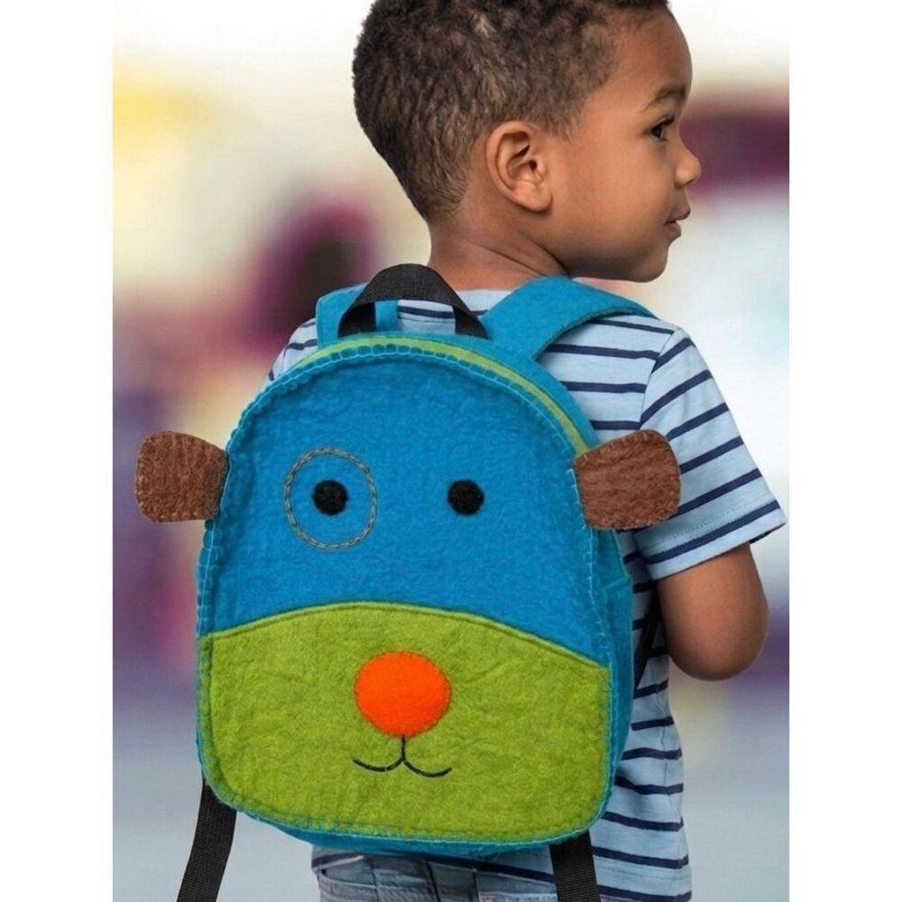 NEW BNB Crafts Toddler Preschool Kids Handmade Felted Wool Puppy Dog Backpack Sc